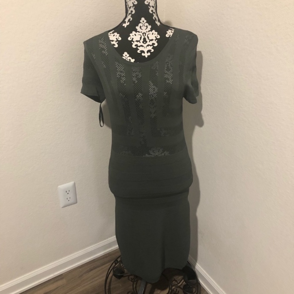 French Connection green stretchy dress